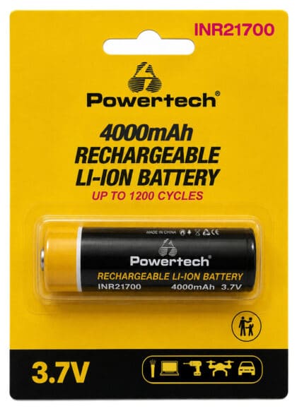 POWERTECH μπαταρία επαναφορτιζόμενη Li-ion INR21700 PT-1616 4000mAh 3.7V button top 1τμχ
