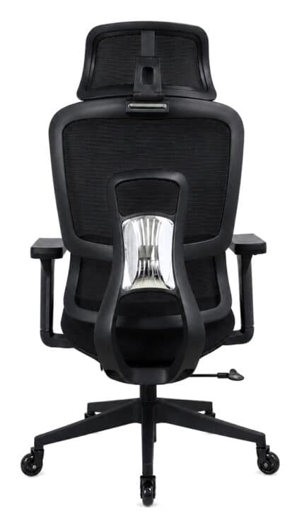 Μαύρη καρέκλα γραφείου Powertech PT-1633 με διάτρητο mesh ύφασμα και ρυθμιζόμενα μπράτσα