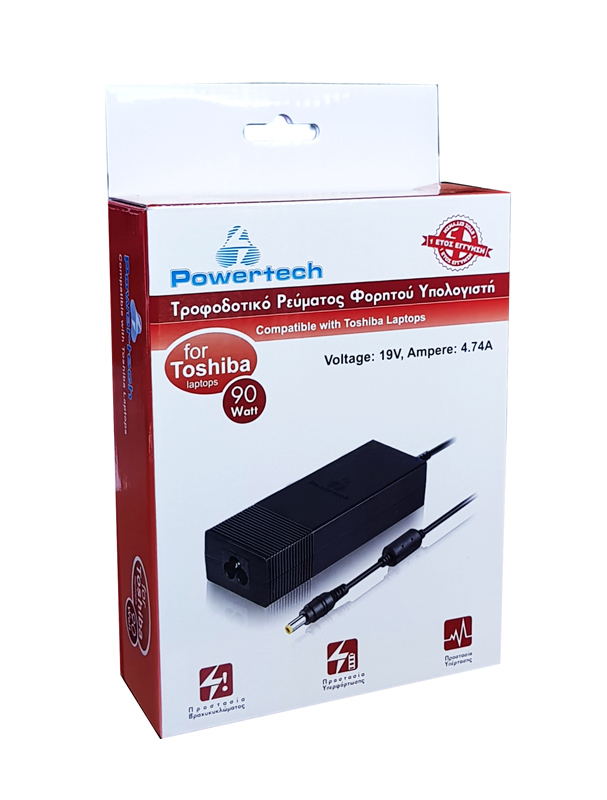POWERTECH φορτιστής PT-54 για Toshiba laptop 90W 19V μαύρος - Image 2