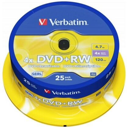 Verbatim DVD+RW 4.7GB 4X, 25 Τμχ, Ασημί, 43489