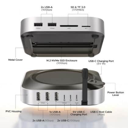 Ugreen CM841A πολυλειτουργικό hub 10 σε 1 γκρι για Apple Mac Mini M4 και M4 Pro