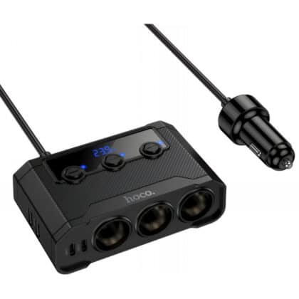 Hoco Z64 Φορτιστής Αυτοκινήτου 15.5W 3.1A 2 x USB-A 2 x USB-C 3 x Extender Μαύρο