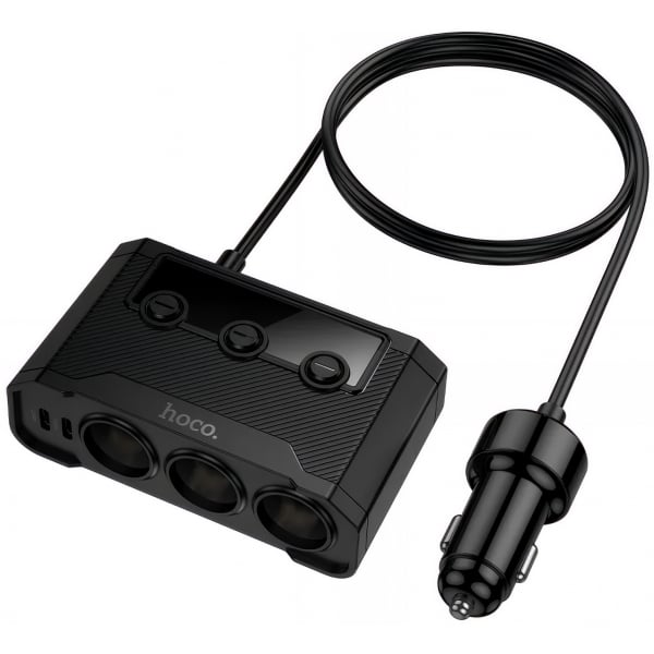 Hoco Z64 Φορτιστής Αυτοκινήτου 15.5W 3.1A 2 x USB-A 2 x USB-C 3 x Extender Μαύρο - Image 3