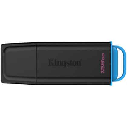 Μαύρο στικ μνήμης Kingston DataTraveler Exodia DTXG2/128GB με θύρα USB-A και πολύχρωμη ένδειξη