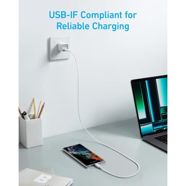 Anker 322 Καλώδιο USB-C σε USB-C 60W 3A 1.8m Λευκό A81F6G21 - Image 2