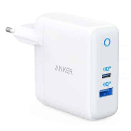Anker PowerPort PD+ 2 Φορτιστής Τοίχου 70W 1 x USB-A 1 x USB-C Λευκός A2636G21