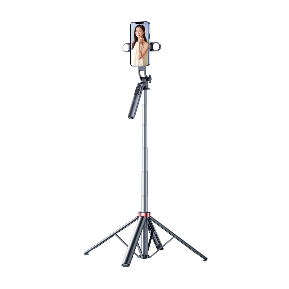 Τρίποδο Selfie Stick WH181D-Y1S, Τηλεσκοπικό 1,75m από Κράμα Αλουμινίου με Διπλή Λάμπα, Μαύρο - Image 2