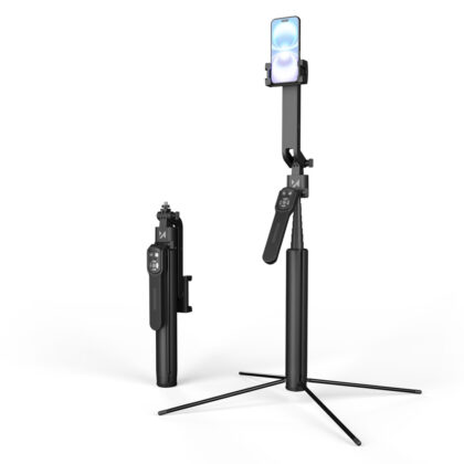 Selfie Stick WST-360YS, με Λειτουργία Τρίποδου και AI Αυτόματη Παρακολούθηση Προσώπου 360°, Μαύρο