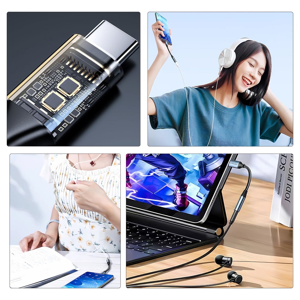 Αντάπτορας WACM-01, USB-C, 3.5mm Mini Jack, Μαύρος - Image 2