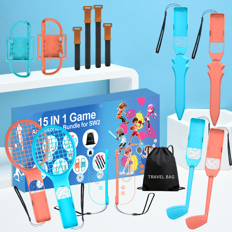 Πακέτο Αξεσουάρ Nintendo Switch 2, 15-σε-1, Οικογενειακό, Πορτοκαλί και Μπλε - Image 2