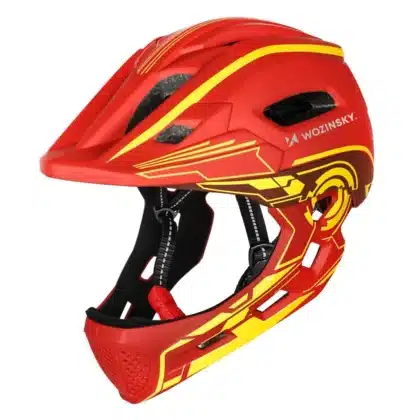 Κράνος Ποδηλάτου HT-27CZ, Παιδικό Full-Face με Πίσω Φως USB S, Κόκκινο και Κίτρινο
