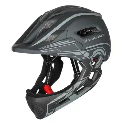 Παιδικό Ποδηλατικό Κράνος HT-27S, Full Face με USB Φως Πίσω, Γκρι