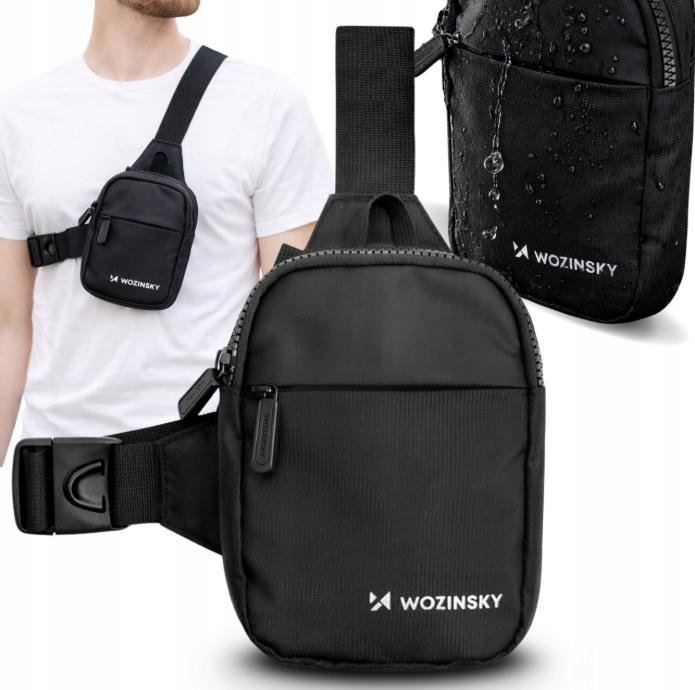 Τσάντα Ώμου WMS-W1, Unisex, Αδιάβροχη με Δύο Διαμερίσματα για Τηλέφωνο, Μαύρη - Image 2