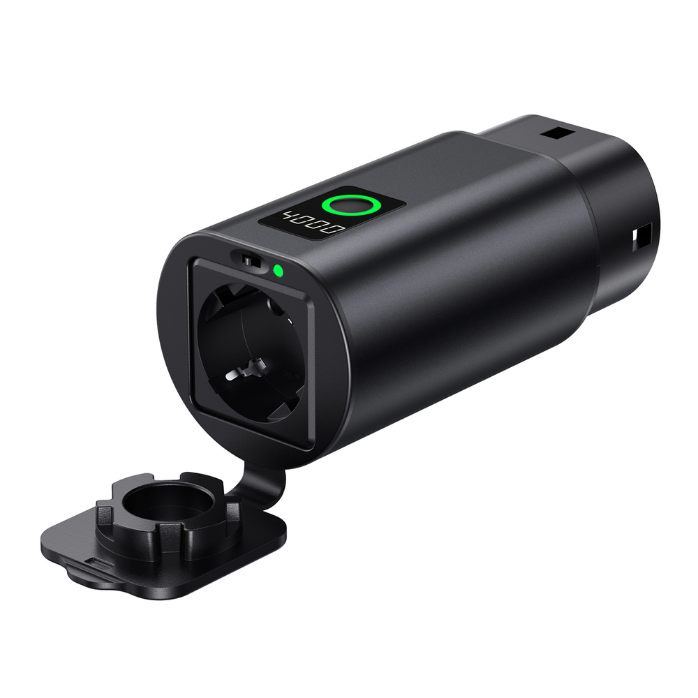 OEM W-V2L-01 Προσαρμογέας V2L Type 2 - Schuko 3500W με Οθόνη Ισχύος, Μαύρος - Image 2
