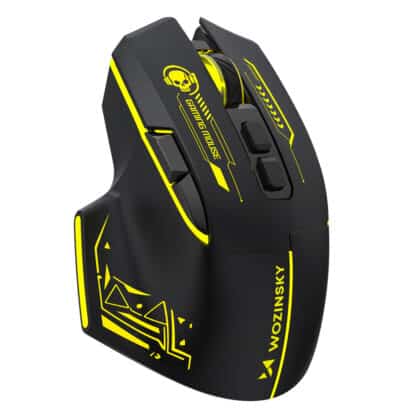 Ποντίκι WMGB-1181, Ασύρματο Οπτικό Gaming 3200 DPI με Ενσωματωμένη Μπαταρία και Φωτισμό, Μαύρο και Κίτρινο