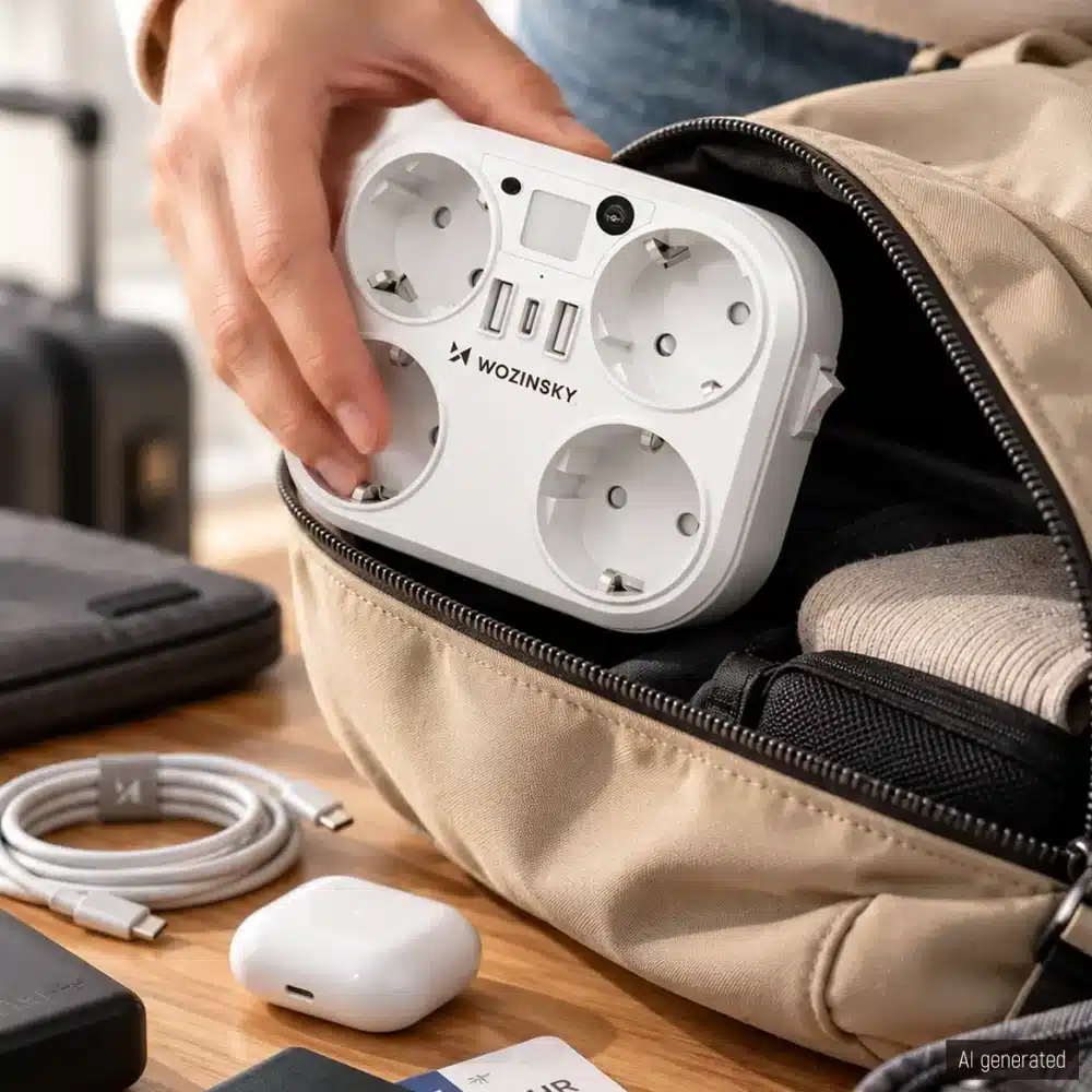 Πολύπριζο WRS-2B, 4x AC, 2x USB-A, 1x USB-C, 4000 W με Λάμπα, Λευκό - Image 4
