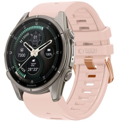 TECH-PROTECT Silicone Ιμάντας Garmin Fenix 5S / 5S Plus / 6S / 6S Pro / 7S / 8 / 9 / 9 Pro (43 mm), Ροζ Πούδρα