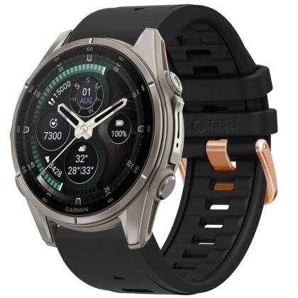 TECH-PROTECT Silicone Ιμάντας Smartwatch Garmin Fenix 5S / 5S Plus / 6S / 6S Pro / 7S / 8 / 9 / 9 Pro (43 mm), Μαύρος