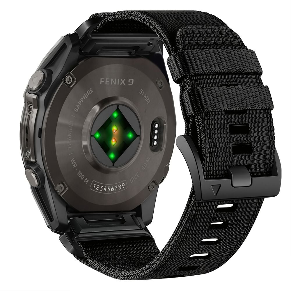 TECH-PROTECT Nylon Classic Ιμάντας Smartwatch Garmin Fenix 5 / 6 / 6 Pro / 7 / 8 / 8 Pro / E / 9 / 9 Pro (47 mm), Μαύρος - Image 2