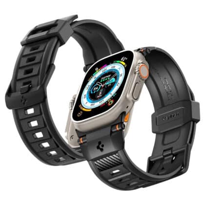 Spigen Rugged Band (AMP02854) Λουράκι για Apple Watch 12/11/10/9/8/7/SE (3/2/1 Gen)/6/5/4/Ultra 4/3/2/1 (44/45/46/49mm), Μαύρο Ματ