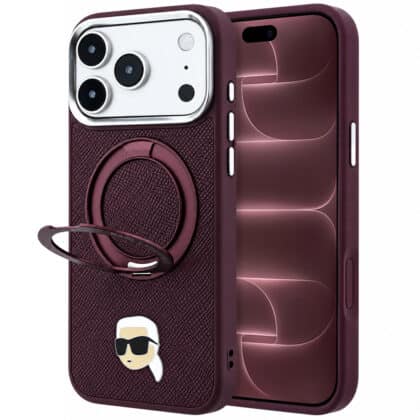Karl Lagerfeld Leather Ring Stand 360 K Pin MagSafe - θήκη για Apple iPhone 18 Pro Max / 17 Pro Max - Κόκκινο