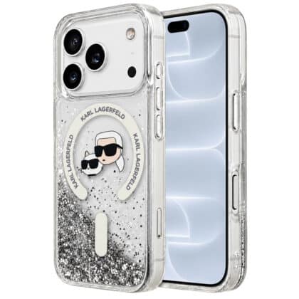 Karl Lagerfeld Liquid Glitter KC Heads - θήκη για Apple iPhone 18 Pro / 17 Pro - Διάφανο