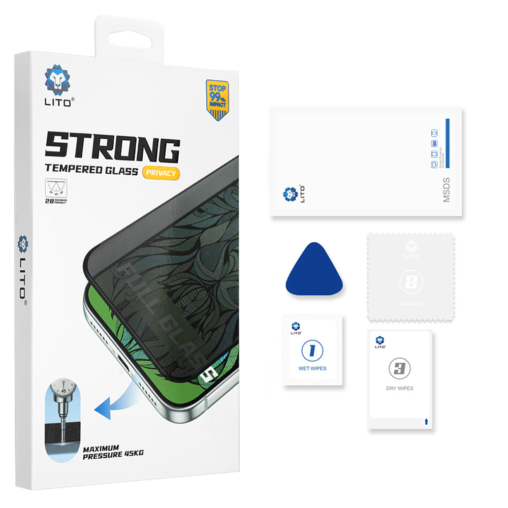 Lito D+ Max Strong Privacy Tempered Glass iPhone Duo, Μαύρο - Image 5