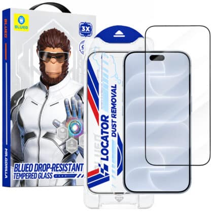 Blueo Tempered Glass Προστατευτικό Οθόνης Drop-Resistant + Applicator Pro για iPhone 18 Pro / iPhone 17 Pro / iPhone 17 / iPhone 16 Pro, Μαύρο
