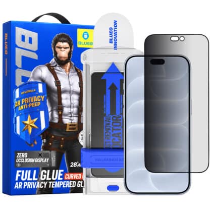 Blueo 3D Καμπύλο Γυαλί Anti-Peep AR Privacy με Εφαρμοστή Pro, iPhone 18 Pro, Μαύρο