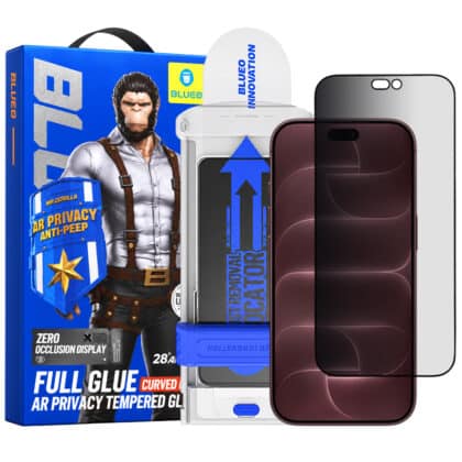 Blueo 3D Καμπύλο Γυαλί Anti-Peep AR Privacy με Εφαρμοστή Pro για iPhone 18 Pro Max, Μαύρο