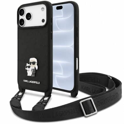 Karl Lagerfeld Saffiano K&C Metal Pin Crossbody - θήκη για Apple iPhone 18 Pro / 17 Pro - Μαύρο