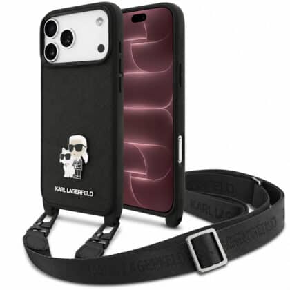 Karl Lagerfeld Saffiano K&C Metal Pin Crossbody - θήκη για Apple iPhone 18 Pro Max / 17 Pro Max - Μαύρο