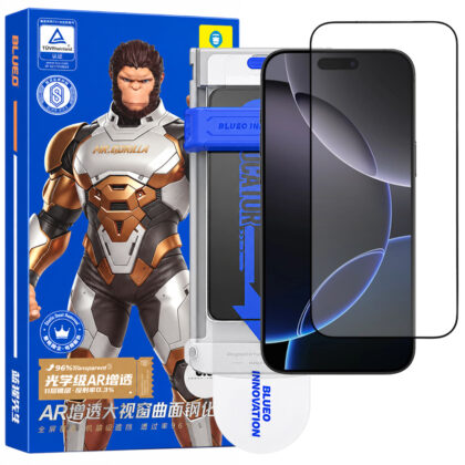 Blueo 3D Πλήρης Οθόνη Κυρτή Άκρη AR Γυαλί + Εφαρμογέας Pro για iPhone 18 Pro Max / iPhone 17 Pro Max / iPhone 16 Pro Max, Μαύρο