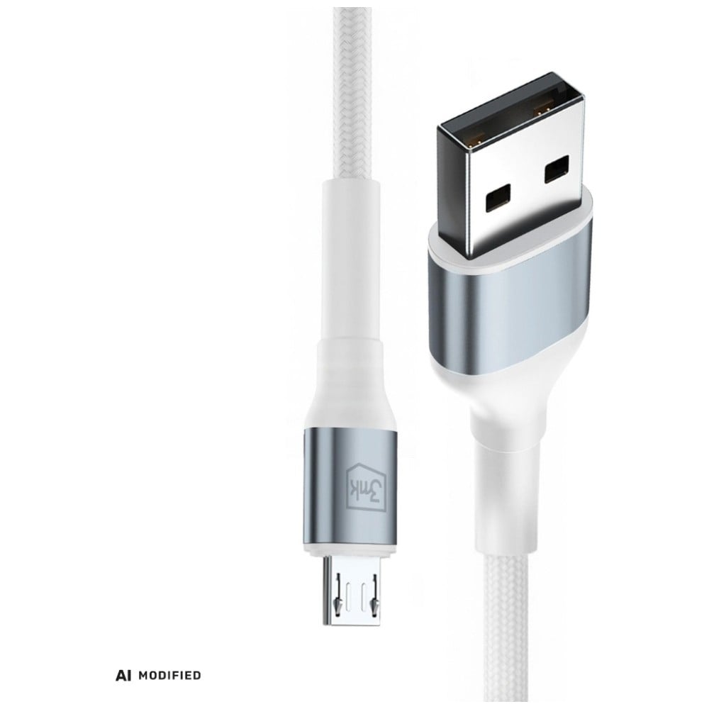 3MK Hyper Cable N-SERIES USB-A σε USB-Micro 1m QC 3.0 5V/2.4A 12W Λευκό - Image 2