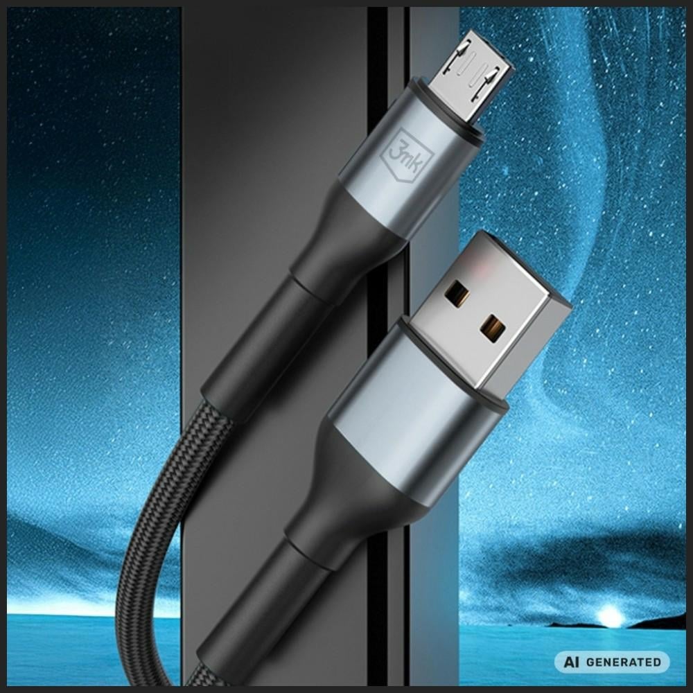 3MK Hyper Cable N-SERIES USB-A σε USB-Micro 50cm QC 3.0 5V/2A 10W Καλώδιο Μαύρο - Image 4