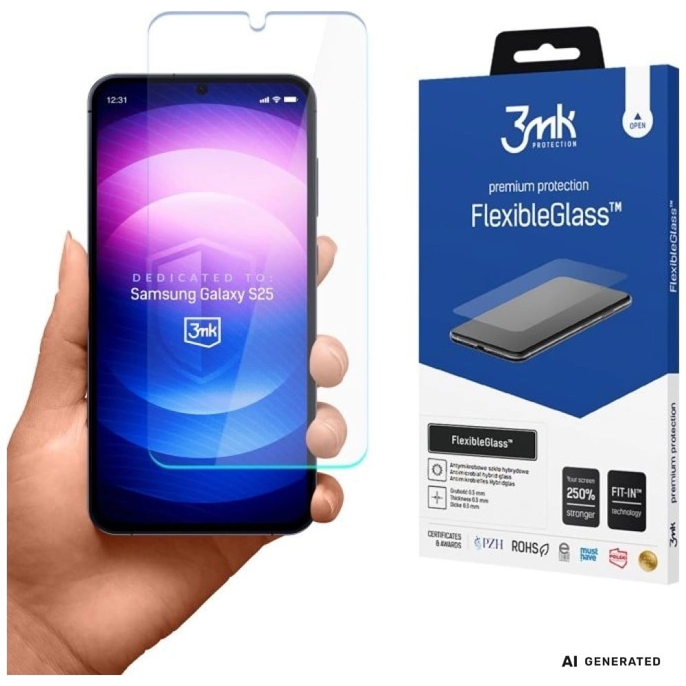 3MK FlexibleGlass Υβριδικό Γυαλί Προστασίας Οθόνης για Samsung Galaxy S25, 3 Τεμάχια - Image 2