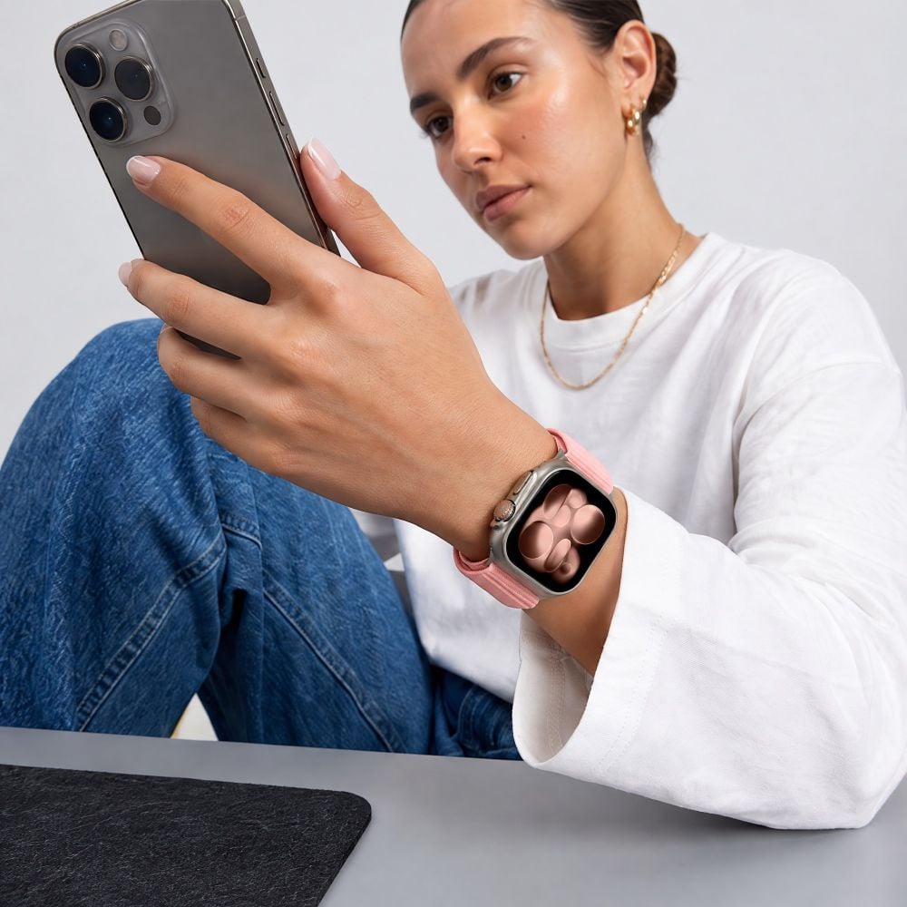 TECH-PROTECT NylonLoop Λουράκι Apple Watch 8 / 9 / 10 / 11 / 12 / SE (40 / 41 / 42 mm), Ροζ Blush - Image 4