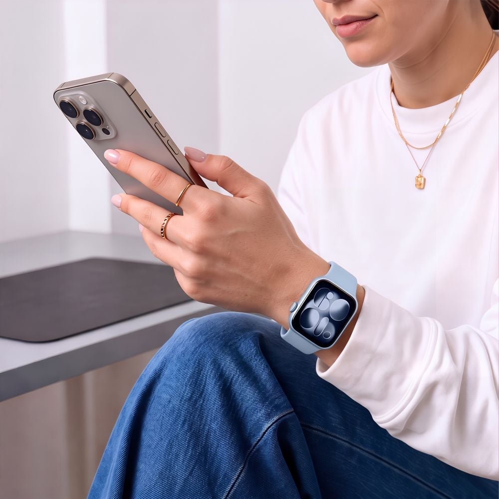 TECH-PROTECT Silicone Ιμάντας Apple Watch 8 / 9 / 10 / 11 / 12 / SE (40 / 41 / 42 mm), Blue Jeans - Image 4