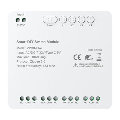 Avatto ZWSMMD-4-32V Μονάδα Διακόπτη 4 Καναλιών ZigBee, Χωρίς Τάση DC 32V