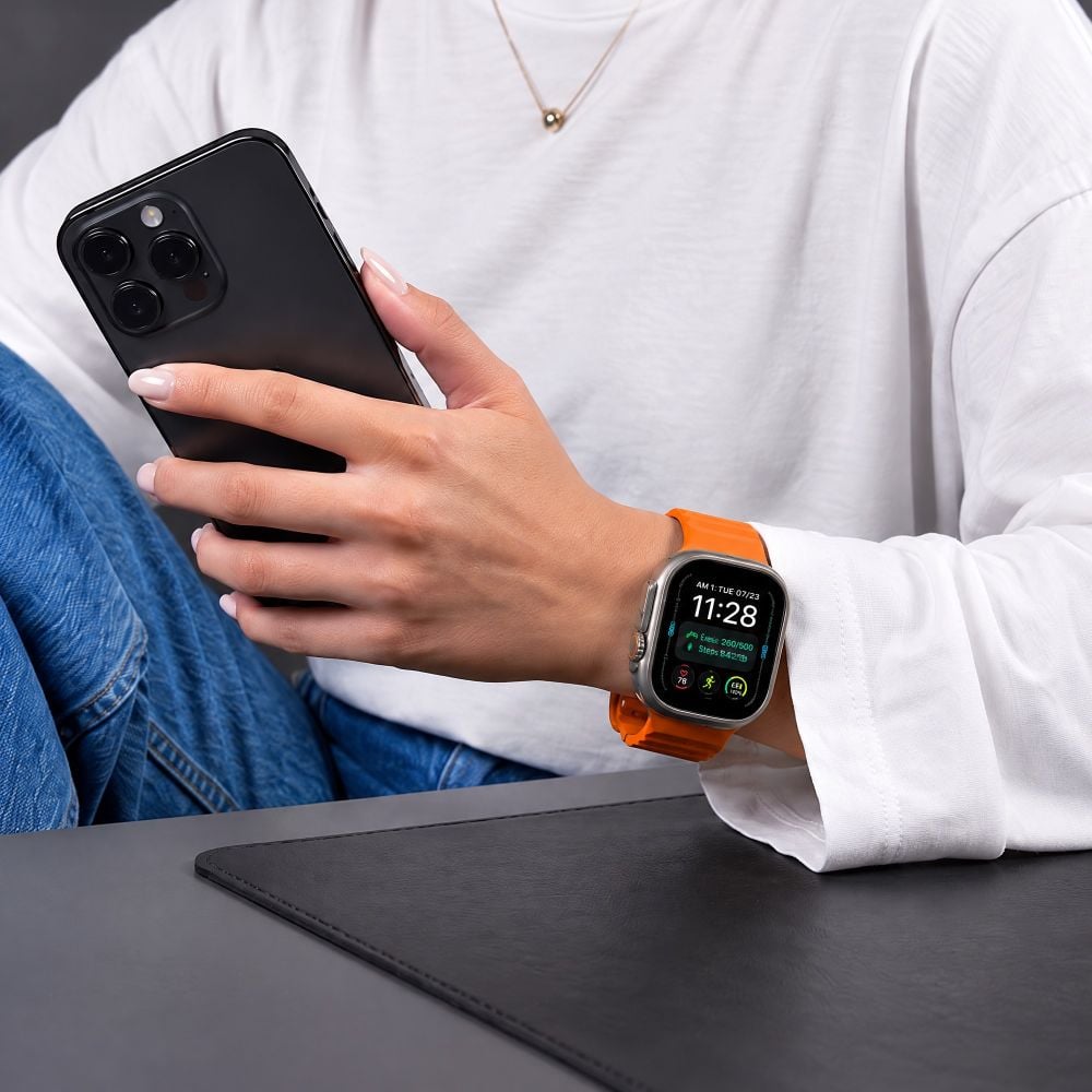 TECH-PROTECT Silicone Line Λουράκι Apple Watch 8/9/10/11/12/SE/Ultra (44/45/46/49 mm), Πορτοκαλί - Image 5