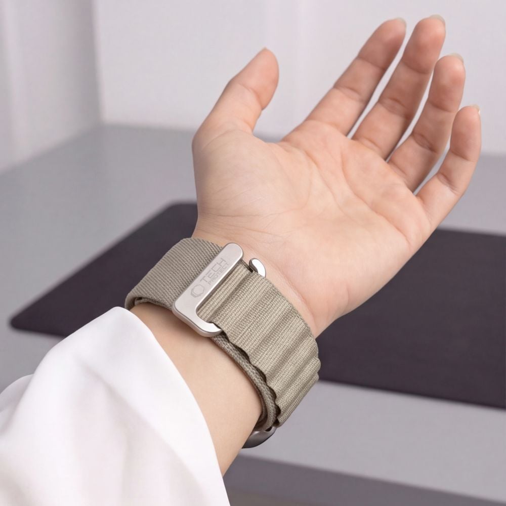 TECH-PROTECT Nylon Pro Ιμάντας Apple Watch 8/9/10/11/12/SE/Ultra (44/45/46/49 mm), Τιτάνιο/Ελιά - Image 5