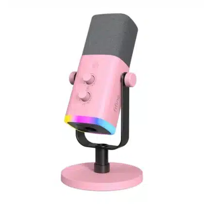 Ροζ μικρόφωνο gaming Fifine AM8 δυναμικό καρδιοειδές με RGB φωτισμό