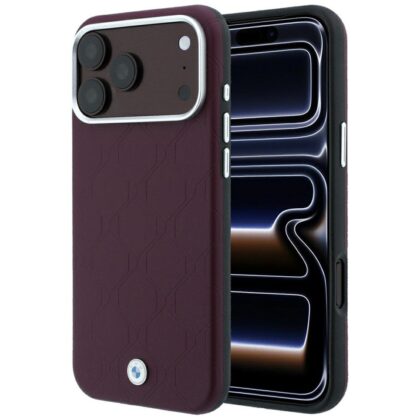 BMW Sign Deboss Quilted Metal Logo - θήκη για Apple iPhone 18 Pro Max / 17 Pro Max - Κόκκινο