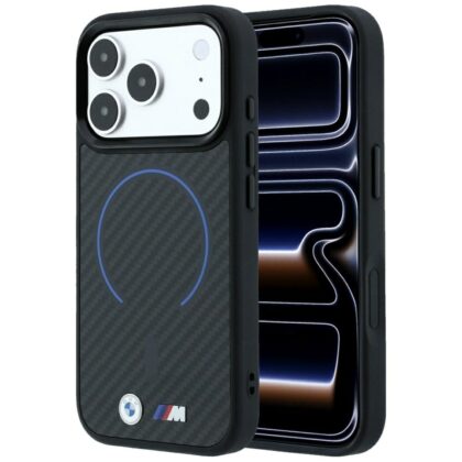 BMW M Kevlar Blue Print Ring Metal Logo - θήκη για Apple iPhone 18 Pro Max / 17 Pro Max - Μαύρο