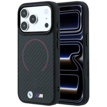 BMW M Kevlar Red Print Ring Metal Logo - θήκη για Apple iPhone 18 Pro Max / 17 Pro Max - Μαύρο