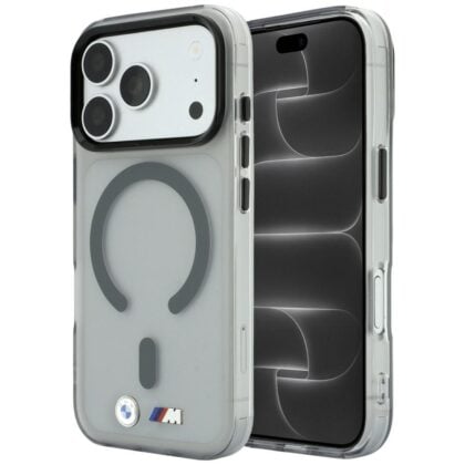 BMW M IML Frosted Metal Logo & Trims - θήκη για Apple iPhone 18 Pro / 17 Pro - Γκρι