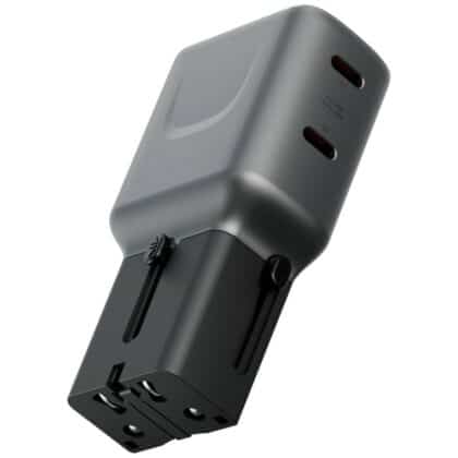 Energea TravelGo Adapter 65 Φορτιστής Τοίχου 2xUSB-C 65W, Gunmetal