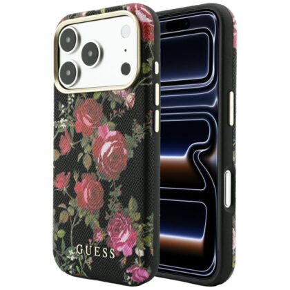 Guess Blossom Roses Print - θήκη για Apple iPhone 18 Pro Max / 17 Pro Max - Μαύρο