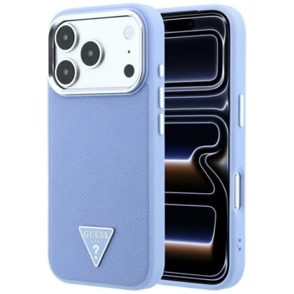 Guess Grained Triangle Logo MagSafe - θήκη για Apple iPhone 18 Pro / 17 Pro - Μπλε