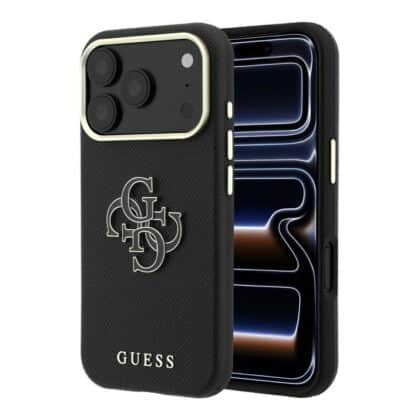 Guess Grained & Big Resin Logo - θήκη για Apple iPhone 18 Pro Max / 17 Pro Max - Μαύρο